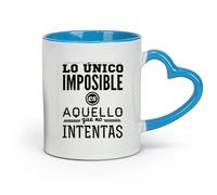DEBINGY céramique Tasses à café et à thé L'espagnol est la seule chose impossible que vous essayez. Citations de motivation sur la vie （11oz/320ml） Lave-vaisselle Bleu