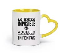 DEBINGY céramique Tasses à café et à thé L'espagnol est la seule chose impossible que vous essayez. Citations de motivation sur la vie （11oz/320ml） Lave-vaisselle Jaune