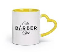 DEBINGY céramique Tasses à café et à thé Logo de salon de coiffure, coupe de cheveux, rasage, beauté, coiffure （11oz/320ml） Pour thé, café, lait, cappuccino Jaune