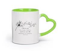 DEBINGY céramique Tasses à café et à thé Notes et citations pour les amateurs de musique de pissenlit Nous sommes des créateurs de musique （11oz/320ml） Joli cadeau de Noël Vert