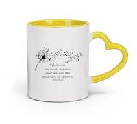 DEBINGY céramique Tasses à café et à thé Notes et citations pour les amateurs de musique de pissenlit Nous sommes des créateurs de musique （11oz/320ml） Joli cadeau de Noël Jaune