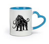 DEBINGY céramique Tasses à café et à thé silhouette de mammouth, les anciennes créatures mythiques préhistoriques seulement （11oz/320ml） Joli cadeau de Noël Bleu