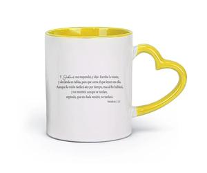 DEBINGY céramique Tasses à chocolat chaud Alors le Seigneur répondit - Versets bibliques espagnols - Citations - Vie （11oz/320ml） Restaurant, bureau Jaune