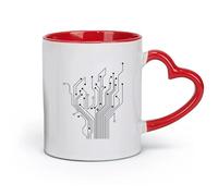 DEBINGY céramique Tasses à chocolat chaud Circuit imprimé Circuit informatique Motif arborescent Geek Science Circuit informatique （11oz/320ml） Pour expresso Rouge