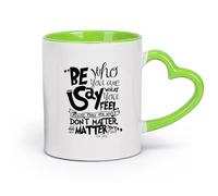 DEBINGY céramique Tasses à chocolat chaud Dessin animé Soyez vous-même Dites ce que vous ressentez Citations inspirantes et motivantes （11oz/320ml） Restaurant, bureau Vert