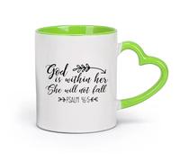 DEBINGY céramique Tasses à chocolat chaud Dieu est dans son cœur, elle ne tombera pas Psaume 46:5 Salle biblique （11oz/320ml） Pour thé, café, lait, cappuccino Vert