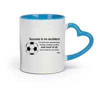 DEBINGY céramique Tasses à chocolat chaud Le succès n'est jamais accidentel Citations de Pelé Football Sports Salle de jeux （11oz/320ml） Restaurant, bureau Bleu
