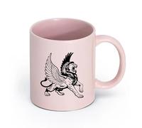 DEBINGY céramique Tasses à chocolat chaud Lion avec des ailes d'aigle Symbole de la mythologie grecque Lion ailé sauvage （11oz/320ml） Lave-vaisselle Rose
