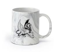 DEBINGY céramique Tasses à chocolat chaud Lion avec des ailes d'aigle Symbole de la mythologie grecque Lion ailé sauvage （11oz/320ml） Lave-vaisselle Marmorschwarz