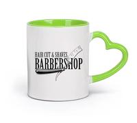 DEBINGY céramique Tasses à chocolat chaud Salon de coiffure Coupe de cheveux Rasage Coiffeur Salon de coiffure Mode （11oz/320ml） Joli cadeau de Noël Vert