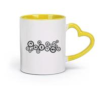 DEBINGY céramique Tasses à chocolat chaud Technologie Médias sociaux Technologies de l'information Éducation Science （11oz/320ml） Lave-vaisselle Jaune