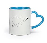 DEBINGY céramique Tasses à thé, à café et à chocolat chaud Avion Cœur Amour Romance Vol Voyage （11oz/320ml） Pour café, soupe, thé, lait, latte, chocolat chaud, pour femmes et hommes Bleu