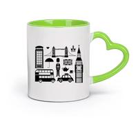 DEBINGY céramique Tasses à thé, à café et à chocolat chaud Big Ben Londres, Angleterre Symbole （11oz/320ml） Café, thé, latte, lait, cacao, jus et autres boissons chaudes Vert