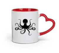 DEBINGY céramique Tasses à thé, à café et à chocolat chaud Chambre d'enfants Octopus Ocean （11oz/320ml） Élégant et durable - Compatible micro-ondes et lave-vaisselle Rouge