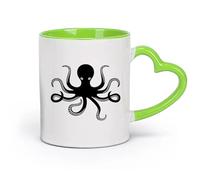 DEBINGY céramique Tasses à thé, à café et à chocolat chaud Chambre d'enfants Octopus Ocean （11oz/320ml） Élégant et durable - Compatible micro-ondes et lave-vaisselle Vert