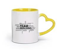 DEBINGY céramique Tasses à thé, à café et à chocolat chaud Citation de motivation pour le team building （11oz/320ml） Bureau, maison, café, lave-vaisselle et micro-ondes Jaune