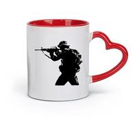 DEBINGY céramique Tasses à thé, à café et à chocolat chaud Cool Soldier Boy Arme Guerre Militaire （11oz/320ml） Café, thé, latte, lait, cacao, jus et autres boissons chaudes Rouge