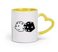 DEBINGY céramique Tasses à thé, à café et à chocolat chaud Dés 3D Cube Casino Chance de jeu （11oz/320ml） Parfait pour les cuisines, restaurants et cafés, excellente idée cadeau Jaune