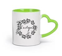 DEBINGY céramique Tasses à thé, à café et à chocolat chaud Fille Branches Vignes Couronne Rural （11oz/320ml） Lave-vaisselle et micro-ondes, pour le bureau et la maison Vert