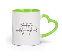 DEBINGY céramique Tasses à thé, à café et à chocolat chaud N'arrêtez pas tant que vous n'êtes pas fier （11oz/320ml） Bureau, maison, café, lave-vaisselle et micro-ondes Vert