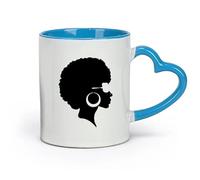 DEBINGY céramique Tasses à thé, à café et à chocolat chaud Salon de beauté pour femmes avec coiffure afro （11oz/320ml） Tasses à café en céramique pour la maison ou le travail Bleu