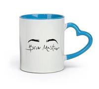 DEBINGY céramique Tasses à thé, à café et à chocolat chaud Sourcils Brow Master Beauty Salon （11oz/320ml） Élégant et durable - Compatible micro-ondes et lave-vaisselle Bleu