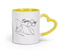 DEBINGY céramique Tasses à thé, à café et à chocolat chaud Spa Salon de beauté Spa Beauté Spa Santé （11oz/320ml） Idéal pour la maison, le bureau, les cafés, idées cadeaux Jaune