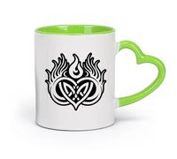 DEBINGY céramique Tasses à thé, à café et à chocolat chaud symbole des flammes jumelles （11oz/320ml） Lave-vaisselle et micro-ondes, pour le bureau et la maison Vert