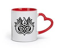 DEBINGY céramique Tasses à thé, à café et à chocolat chaud symbole des flammes jumelles （11oz/320ml） Lave-vaisselle et micro-ondes, pour le bureau et la maison Rouge