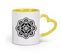 DEBINGY céramique Tasses à thé, à café et à chocolat chaud symbole énergétique du yoga （11oz/320ml） Cadeau humoristique pour les amateurs de café, les collègues et les amis Jaune