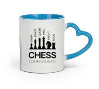 DEBINGY céramique Tasses à thé, à café et à chocolat chaud une dynamique d'un idéal de pièces d'échecs （11oz/320ml） Idéal pour la maison, le bureau, les cafés, idées cadeaux Bleu