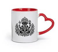 DEBINGY céramique Tasses à thé, à café et à chocolat chaud une silhouette du Seigneur Ganesha （11oz/320ml） Élégant et durable - Compatible micro-ondes et lave-vaisselle Rouge