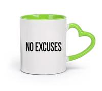 DEBINGY céramique Tasses à thé et à café Citations sur l'auto-motivation : « Pas d'excuses » Exercice Fitnesscenter Sport （11oz/320ml） Pour expresso Vert