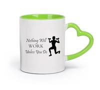 DEBINGY céramique Tasses à thé et à café Citations sur le sport : si vous ne faites pas d'exercice sain et de fitness, rien ne fonctionnera （11oz/320ml） Toutes occasions Vert
