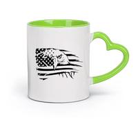DEBINGY céramique Tasses à thé et à café Drapeau américain, aigle, symbole des États-Unis, serment d'allégeance （11oz/320ml） Pour le bureau et la maison Vert
