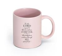 DEBINGY céramique Tasses à thé et à café élégantes Car l'Éternel est bon, et sa bonté dure à toujours. Psaume 100:5 （11oz/320ml） Café ou cadeau Rose