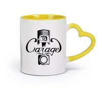 DEBINGY céramique Tasses à thé et à café élégantes Garage Piston Repair Studio Crown Car Service Valve （11oz/320ml） Idéal pour la maison, le bureau, les cafés, idées cadeaux Jaune