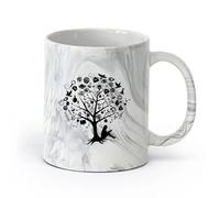 DEBINGY céramique Tasses à thé et à café élégantes Tree Books Education Apprendre avec des fournitures scolaires （11oz/320ml） Boissons chaudes, expresso Marmorschwarz
