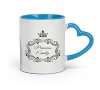 DEBINGY céramique Tasses à thé et à café Lettres de la Couronne de Princesse pour Bébé, Parentalité, Style Princesse （11oz/320ml） Restaurant, bureau Bleu