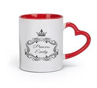 DEBINGY céramique Tasses à thé et à café Lettres de la Couronne de Princesse pour Bébé, Parentalité, Style Princesse （11oz/320ml） Restaurant, bureau Rouge