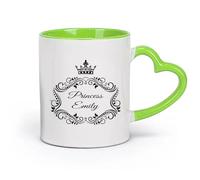 DEBINGY céramique Tasses à thé et à café Lettres de la Couronne de Princesse pour Bébé, Parentalité, Style Princesse （11oz/320ml） Restaurant, bureau Vert