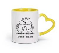 DEBINGY céramique Tasses à thé et à café Phrase de motivation Bière Chemin difficile vers le succès Bar Boutique （11oz/320ml） Idéal pour la maison et le bureau Jaune