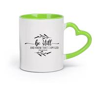 DEBINGY céramique Tasses à thé et à café Psaume 46:10 La religion devrait se reposer et savoir que je suis Dieu （11oz/320ml） Adapté au micro-ondes Vert