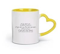 DEBINGY céramique Tasses à thé et à café Si vous ne demandez pas de réponse, il n'y aura jamais de citations inspirantes （11oz/320ml） Joli cadeau de Noël Jaune