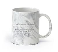 DEBINGY céramique Tasses à thé et à café Verset biblique 1 Corinthiens 13:4.7-8 Prière chrétienne L'amour ne périt jamais Patience Bonté Confiance （11oz/320ml） Pour expresso Marmorschwarz