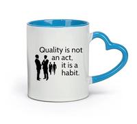 DEBINGY céramique Tasses blanches Citations inspirantes : La qualité n'est pas un acte, mais une habitude （11oz/320ml） Tasse à café en céramique pour cappuccino, thé, lait Bleu