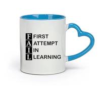 DEBINGY céramique Tasses blanches Citations sur l'échec, le travail, la réussite, l'éducation, la motivation, l'apprentissage （11oz/320ml） Joli cadeau de Noël Bleu