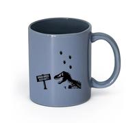 DEBINGY céramique Tasses blanches Empreintes de pas de squelette de dinosaure de dessin animé Parc de dinosaures Citation drôle Animal Dinosaure （11oz/320ml） Toutes occasions Blaugrau