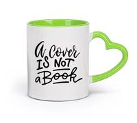 DEBINGY céramique Tasses blanches La couverture n'est pas une citation inspirante et motivante d'un livre, police et art （11oz/320ml） Lave-vaisselle Vert