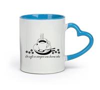 DEBINGY céramique Tasses blanches Le restaurant de café espagnol Kitchen Cafe est toujours une bonne idée Café Bar （11oz/320ml） Restaurant, bureau Bleu